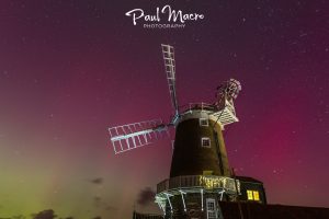 Aurora Borealis 'Norfolk' Lights over Cley Windmill