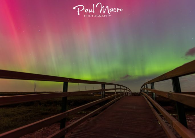 Aurora Borealis 'Norfolk' Lights over Blakeney Bridge